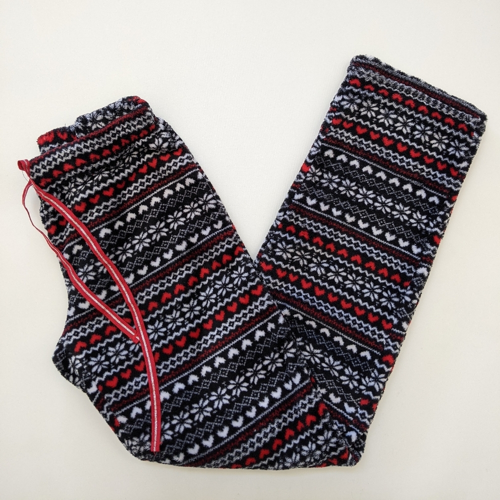 Pillow Talk fleece Christmas leggings pajamas pants, women's small.